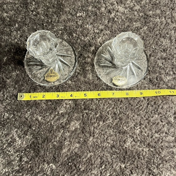 Pair of Bohemian lead crystal candle holders - Picture 2 of 3